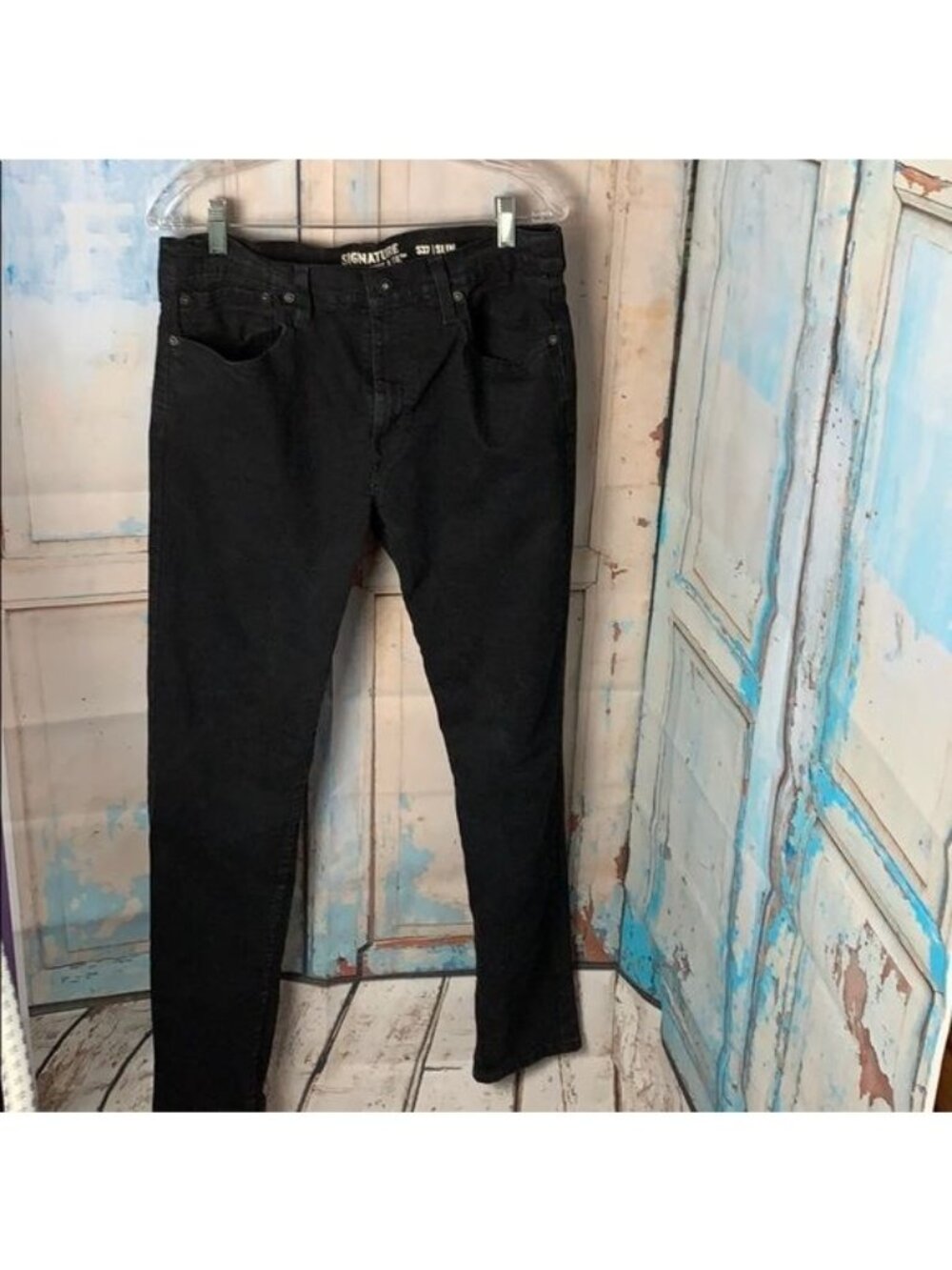 Signature By Levi Strauss & Co. Mens Slim Black Jeans Size 37x31